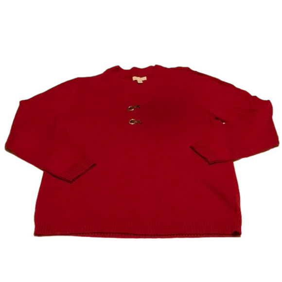CHARTER CLUB Womens Red Long Sleeve Pullover Henley Neck Sweater Golden Clasps—L - Picture 3 of 16